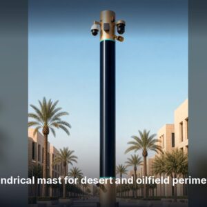 Sentinel Cylindrical Solar Surveillance Mast 6–12 m – CIGS Solar Skin, Single-Piece Weld