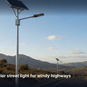 10 m Highway Split Solar Street Light 100W – 150 km/h Wind Rating, 5-Day Autonomy