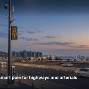 12 m Highway 7-in-1 Smart Street Light Pole – 200W LED, 4K AI Camera, Wi-Fi 6, 7 kW EV Charger
